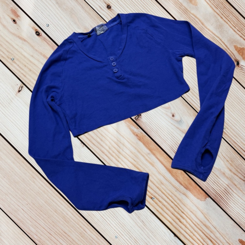 Gymshark Royal Blue Long Sleeve Cropped Tee
